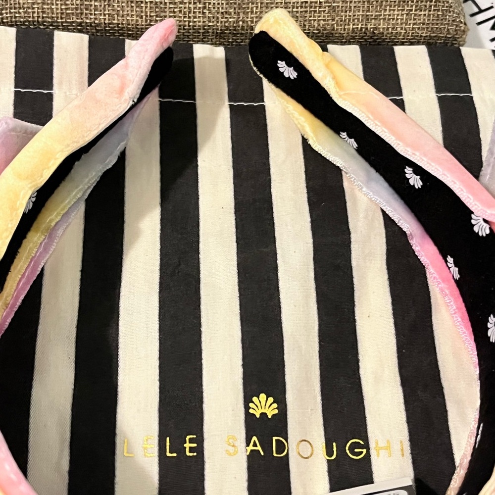 LELE SADOUGHI SHIRLEY NWT AUTHENTIC APRICOT OMBRÉ VELVET BOW HEADBAND - Picture 12 of 17